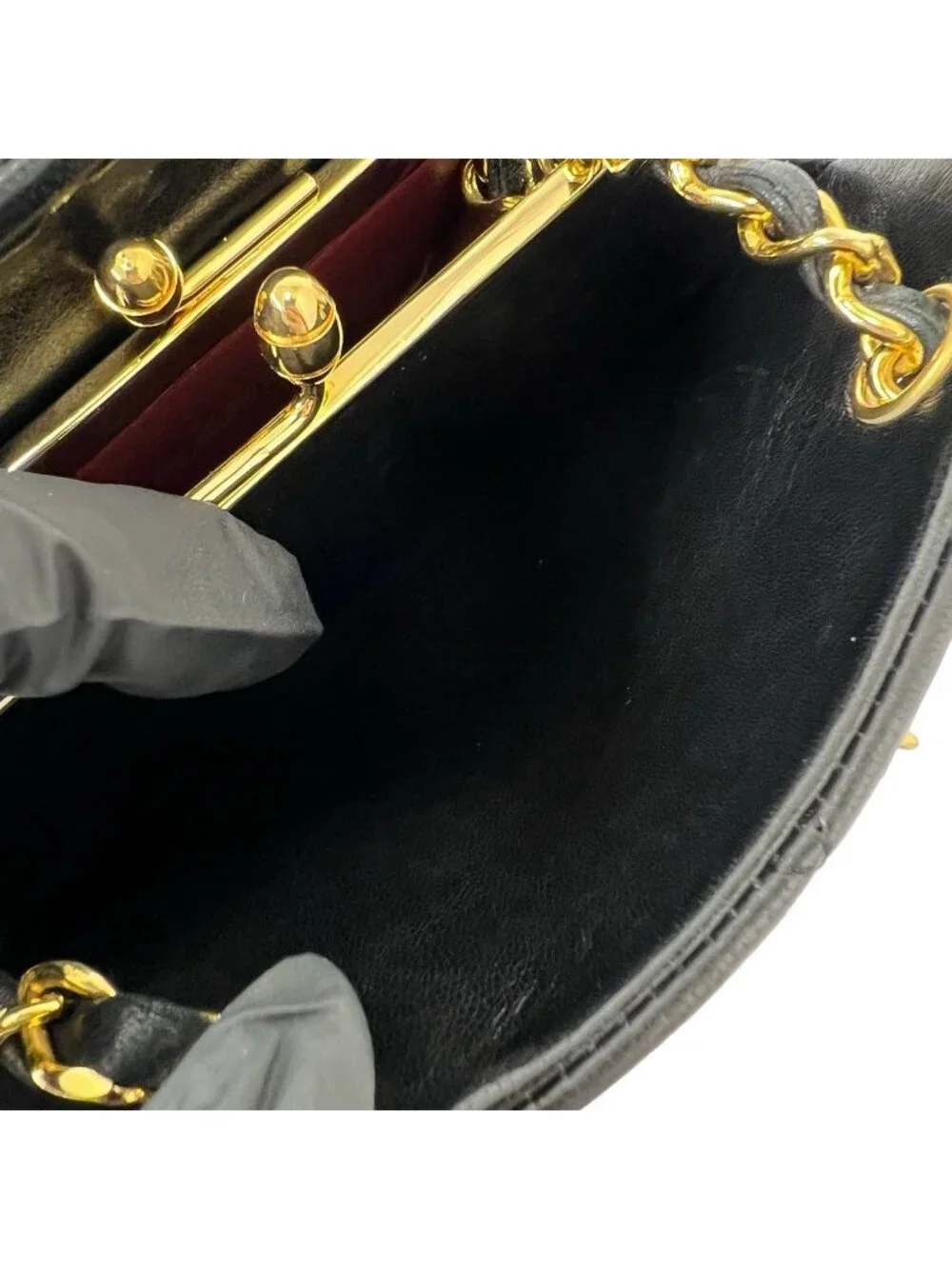Chanel Vintage Quilted Coco Lambskin Kiss Lock Shoulder Bag Black